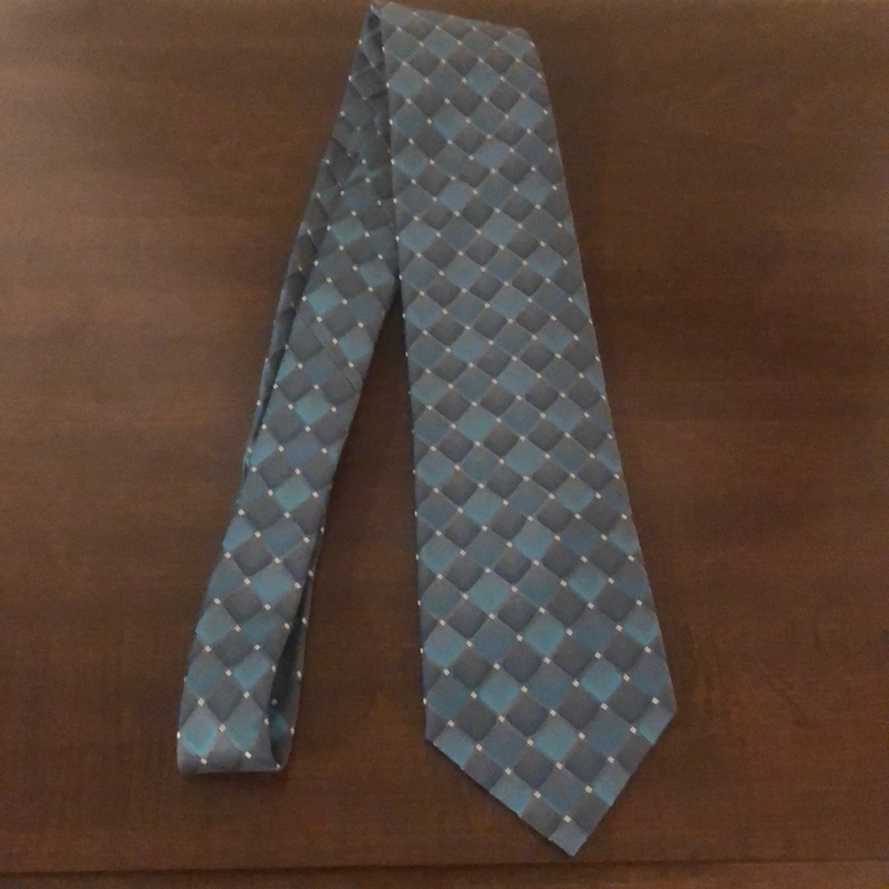 Van Heusen Turquoise Checkerboard Silk Tie